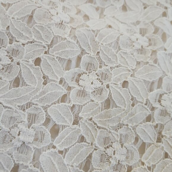 Valerie Bertinelli Ivory Floral Lace Overlay Top Women's Medium Peter Pan Collar - Picture 11 of 12